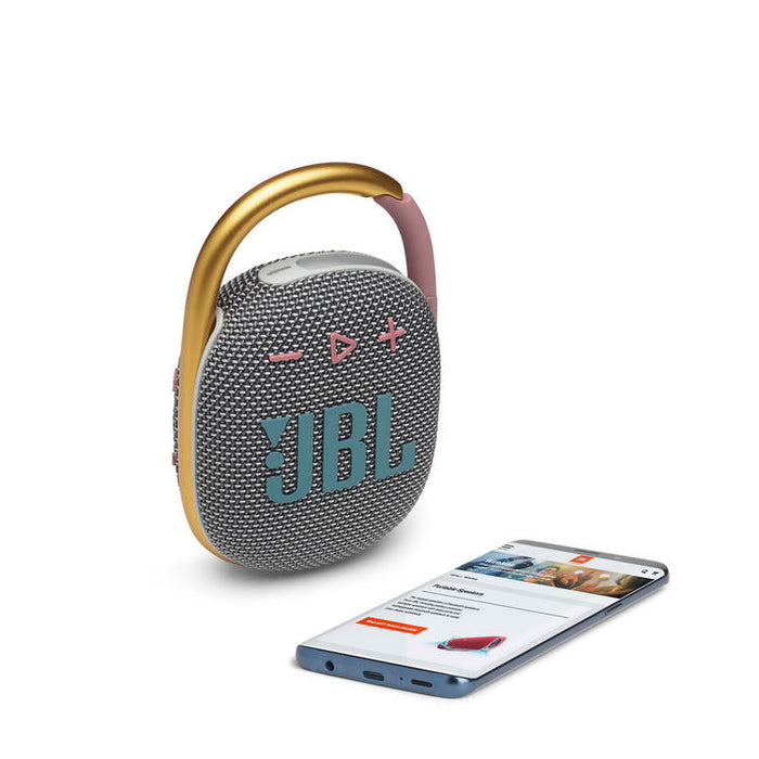 JBL Clip 4 | Ultra-portable Speaker - Bluetooth - Waterproof - 10 Hours autonomy - Grey-Sonxplus Drummondville