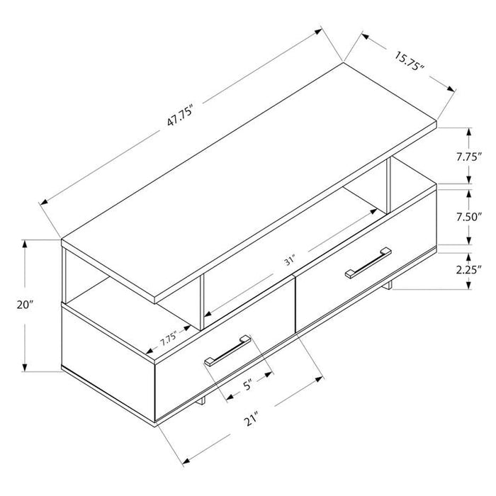 Monarch Specialties I 2608 | TV stand - 48" - 2 Storage drawers - Gris-Sonxplus Drummondville