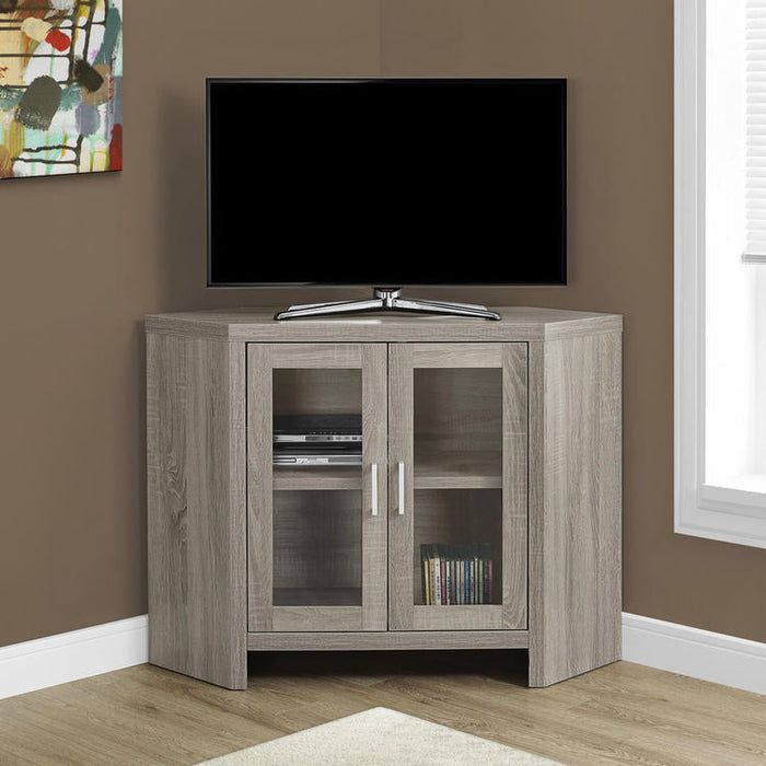 Monarch Specialties I 2701 | TV stand - 42" - Corner - Glass doors - Dark taupe-Sonxplus Drummondville