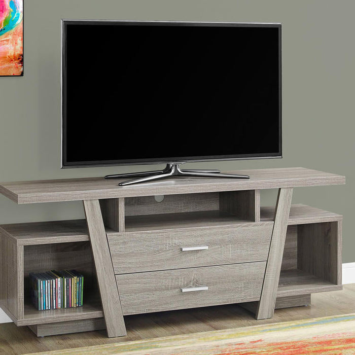 Monarch Specialties I 2721 | TV stand - 60" - 2 Storage drawers - Dark taupe-Sonxplus Drummondville