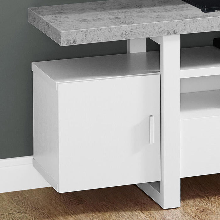 Monarch Specialties I 2725 | TV stand - 60" - Simulated cement top - White-Sonxplus Drummondville