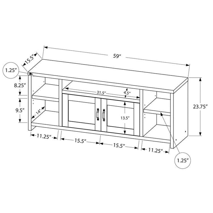 Monarch Specialties I 2744 | TV stand - 60" - Imitation wood - Golden pine-Sonxplus Drummondville