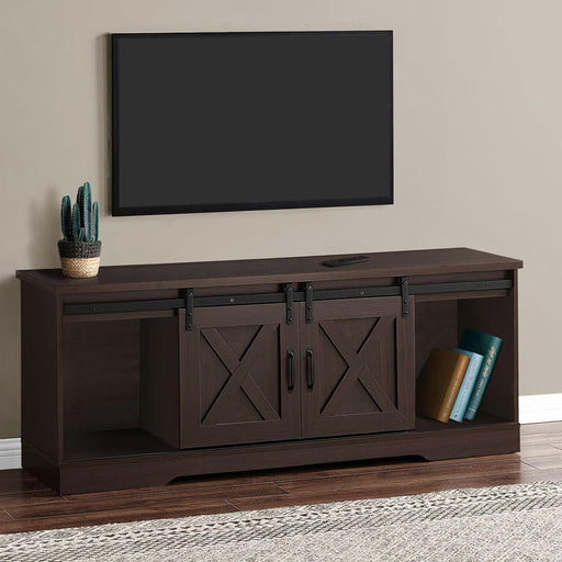 Monarch Specialties I 2745 | TV Stand - 60" - 2 Sliding Doors - Expresso-Sonxplus Drummondville