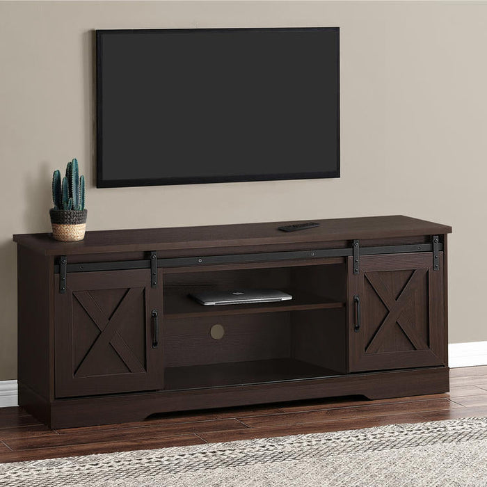 Monarch Specialties I 2745 | TV Stand - 60" - 2 Sliding Doors - Expresso-Sonxplus Drummondville