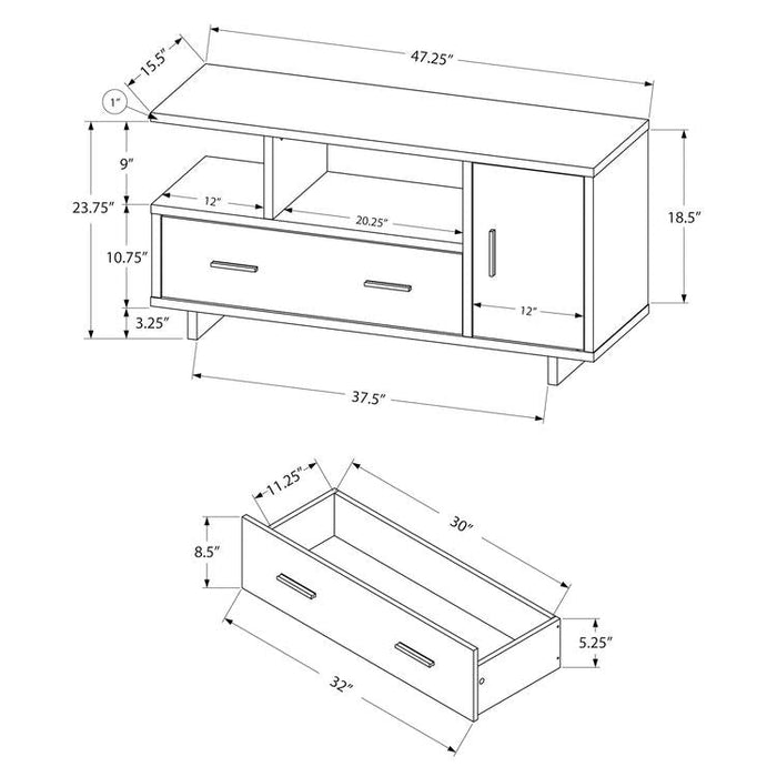 Monarch Specialties I 2800 | TV stand - 48" - With storage - White-Sonxplus Drummondville