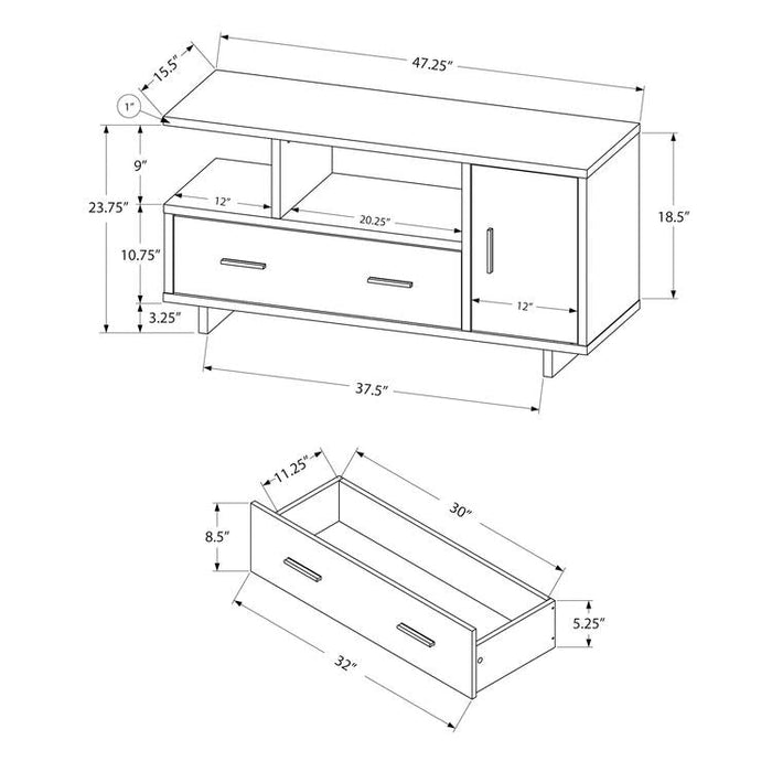 Monarch Specialties I 2803 | TV stand - 48" - With storage - Imitation wood - Brown/Black-Sonxplus Drummondville