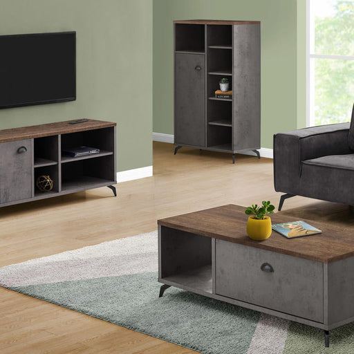 Monarch Specialties I 2830 | TV stand - 48" - Imitation wood - Medium brown - Grey imitation concrete-Sonxplus Drummondville