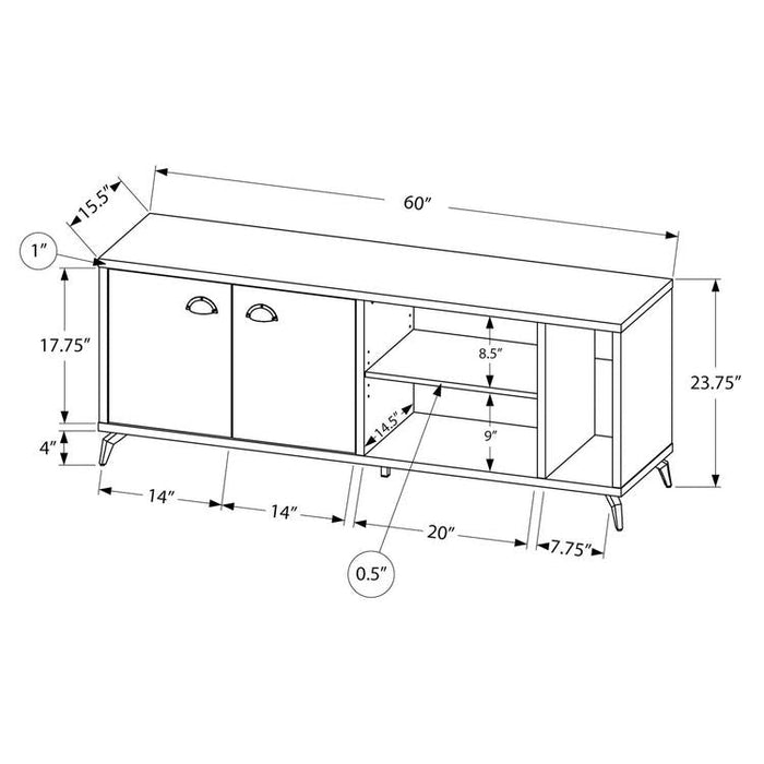 Monarch Specialties I 2831 | TV stand - 60" - Imitation wood - Medium brown - Grey imitation concrete-Sonxplus Drummondville