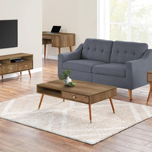 Monarch Specialties I 2835 | TV stand - 48" - 3 Drawers - Mid-century concept - Imitation walnut-Sonxplus Drummondville