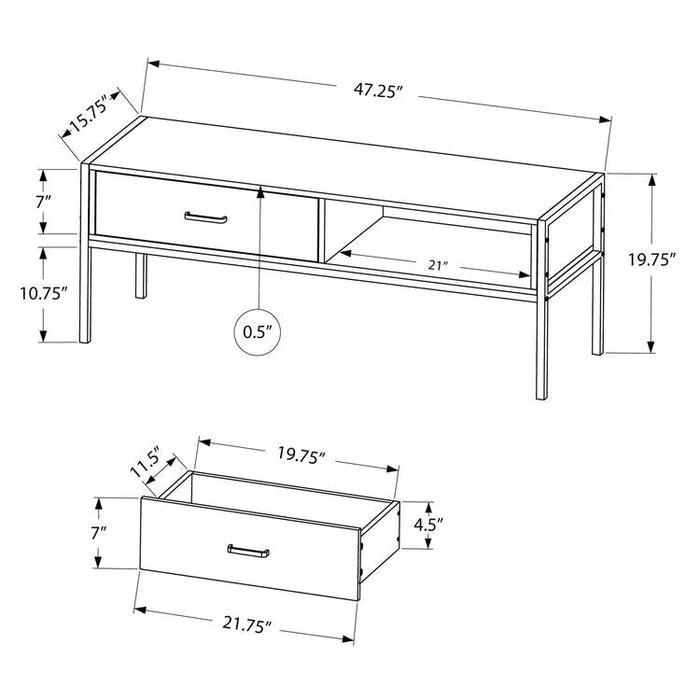 Monarch Specialties I 2876 | TV stand - 48" - Black metal - Dark taupe-Sonxplus Drummondville