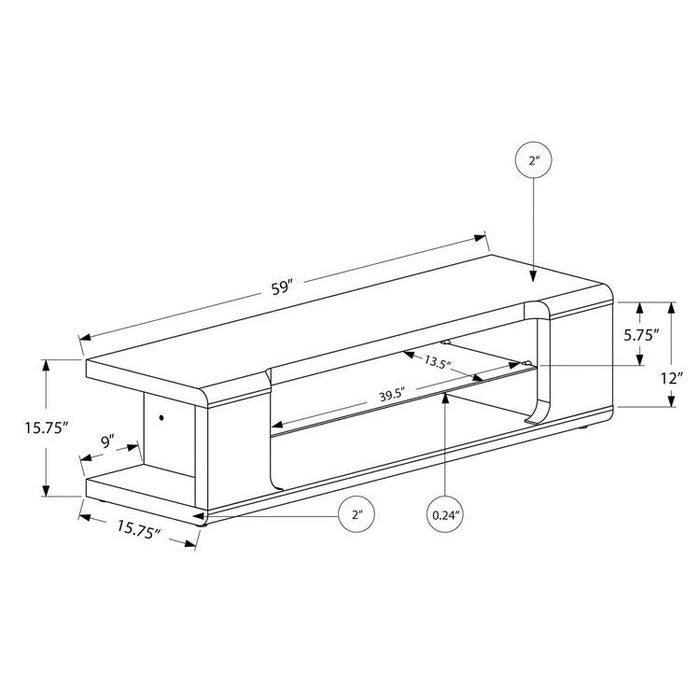 Monarch Specialties I 3536 | TV stand - 60" - Tempered glass - Gloss black-Sonxplus Drummondville