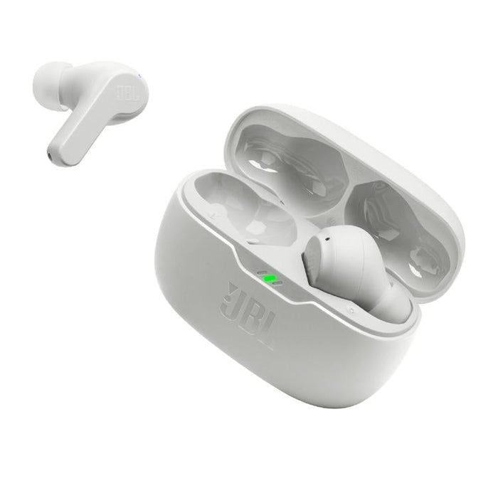 JBL Vibe Beam | In-Ear Headphones - Wireless - Bluetooth - Smart Ambient Technology - White-Sonxplus Drummondville