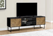 Monarch Specialties I 2752 | 72'' TV stand - Black metal base - With 2 wood-like doors-Sonxplus Drummondville