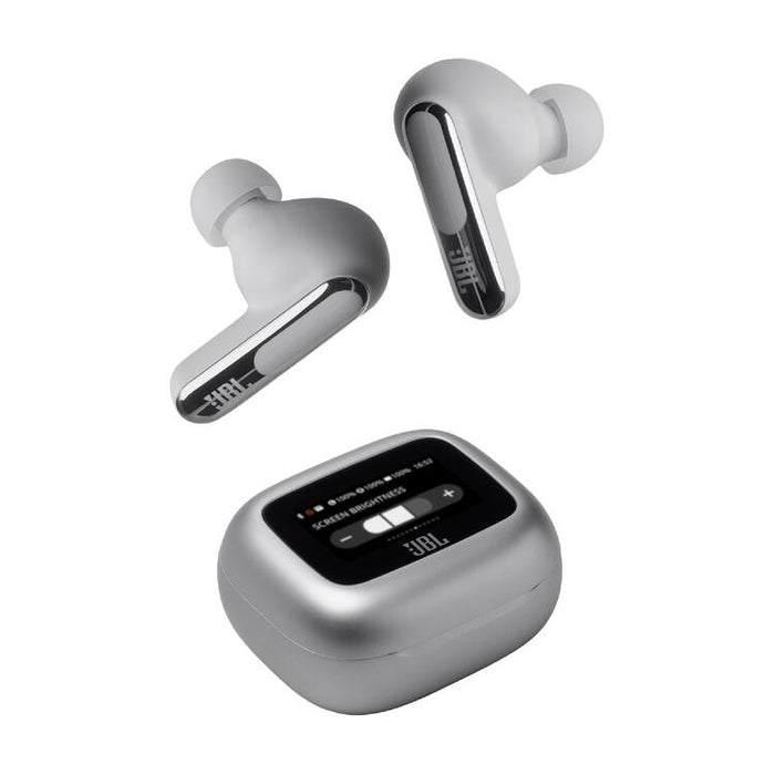 JBL Live Beam 3 | In-ear headphones - 1.45" LED touch screen - Silver-Sonxplus Drummondville