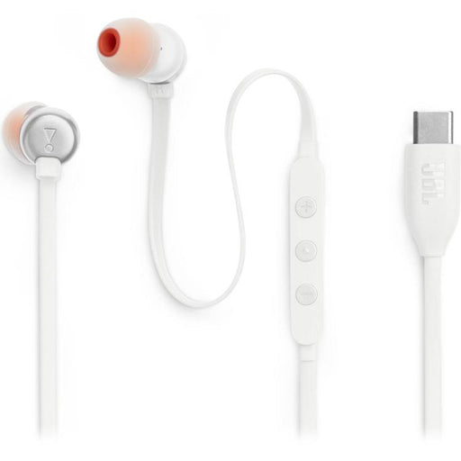 JBL Tune 310C | In-ear headphones - Wired - USB-C - 3-button remote control - White-Sonxplus Drummondville