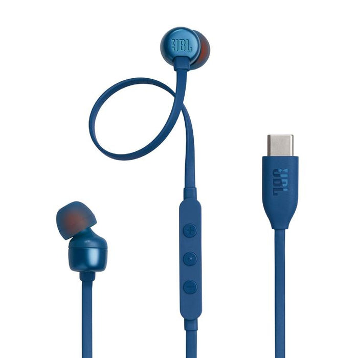 JBL Tune 310C | In-Ear Headphones - Wired - USB-C - 3 Button Remote Control - Blue-Sonxplus Drummondville