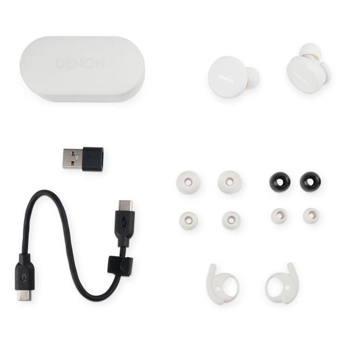 Denon PERL | In-Ear Headphones - Wireless - Bluetooth - Masimo Adaptive Acoustic Technology - White-Sonxplus Drummondville