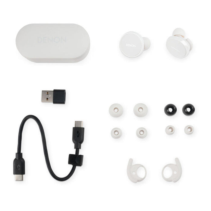 Denon PERL PRO | In-Ear Headphones - Wireless - Bluetooth - Masimo Adaptive Acoustic Technology - White-Sonxplus Drummondville