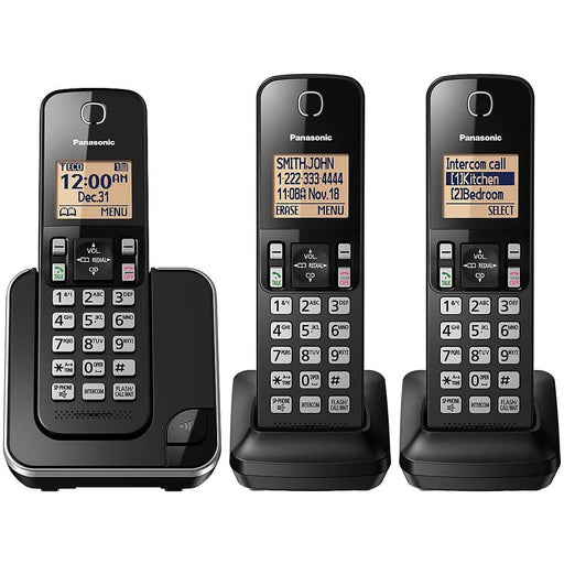 Panasonic KX-TGC383B | Cordless phone - 3 handsets - Black-Sonxplus Drummondville 