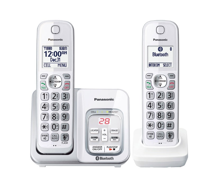 Panasonic KX-TGD592W | Cordless phone - 2 handsets - Cellular link - Answering machine - Bluetooth - White-Sonxplus Drummondville