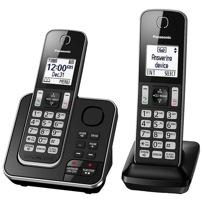 Panasonic KX-TGD392B | Cordless phone - 2 handsets - Answering machine - Black-Sonxplus Drummondville