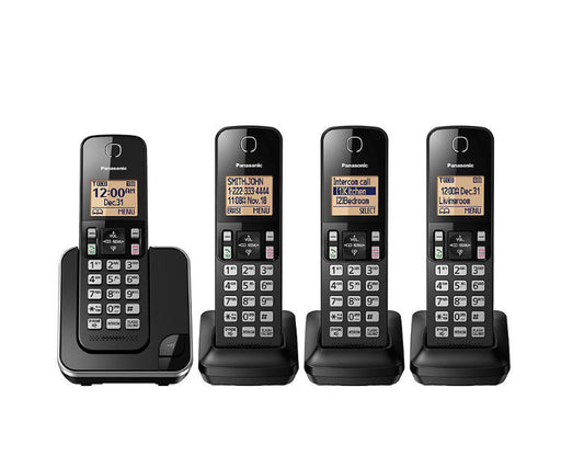 Panasonic KX-TGC384B | Cordless phone - 4 handsets - Black-Sonxplus Drummondville