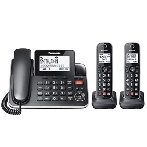 Panasonic KXTGF872B | Combo cordless phone - 1 fixed handset and 2 cordless handsets - Answering machine - Black-Sonxplus Drummondville