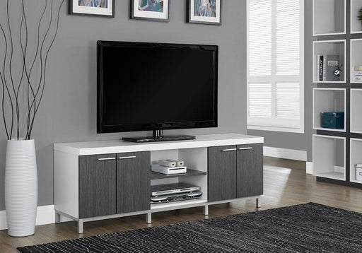 Monarch Specialties I2591 | TV stand - 60" - 1 Drawer - White/Grey-Sonxplus Drummondville