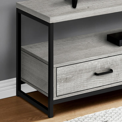 Monarch Specialties I 2871 | TV stand - 48" - 2 Storage drawers - Black metal - Imitation wood Gris-Sonxplus Drummondville